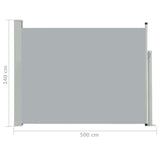 NNEVL Patio Retractable Side Awning 140x500 cm Grey