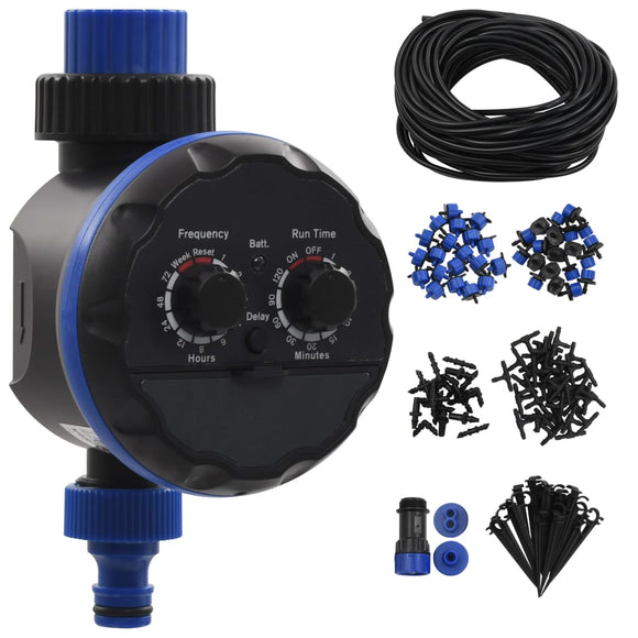 NNEVL 142 Piece Outdoor Automatic Drip Watering Kit with Water Timer