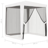 NNEVL Party Tent with 4 Mesh Sidewalls 2x2 m White