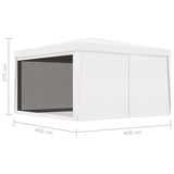 NNEVL Party Tent with 4 Mesh Sidewalls 4x4 m White