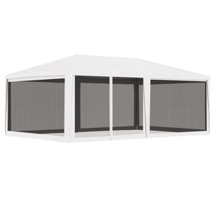 NNEVL Party Tent with 4 Mesh Sidewalls 4x6 m White
