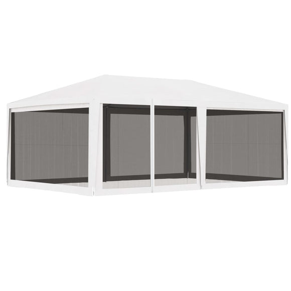 NNEVL Party Tent with 4 Mesh Sidewalls 4x6 m White