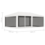NNEVL Party Tent with 4 Mesh Sidewalls 4x6 m White