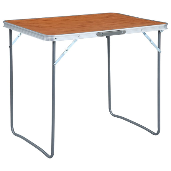 NNEVL Foldable Camping Table with Metal Frame 80x60 cm