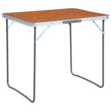 NNEVL Foldable Camping Table with Metal Frame 80x60 cm