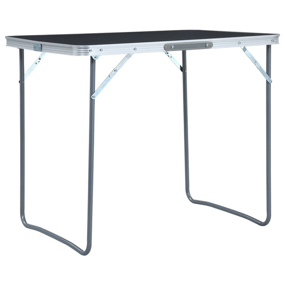 NNEVL Foldable Camping Table with Metal Frame 80x60 cm Grey