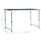 NNEVL Foldable Camping Table Grey Aluminium 120x60 cm