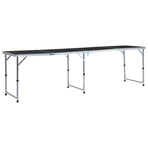 NNEVL Foldable Camping Table Grey Aluminium 240x60 cm