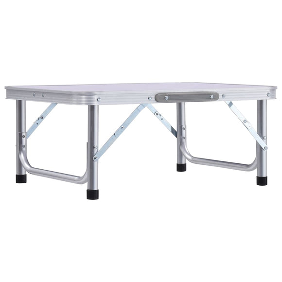 NNEVL Folding Camping Table White Aluminium 60x45 cm