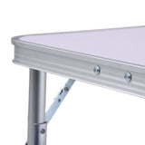 NNEVL Folding Camping Table White Aluminium 60x45 cm