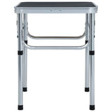 NNEVL Folding Camping Table Grey Aluminium 60x45 cm