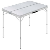 NNEVL Folding Camping Table with 2 Benches Aluminium White
