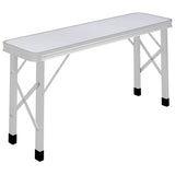 NNEVL Folding Camping Table with 2 Benches Aluminium White