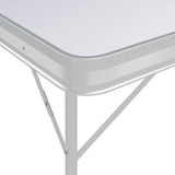 NNEVL Folding Camping Table with 2 Benches Aluminium White