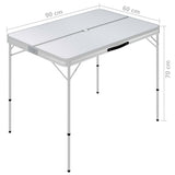 NNEVL Folding Camping Table with 2 Benches Aluminium White