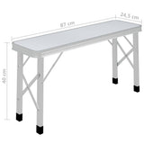 NNEVL Folding Camping Table with 2 Benches Aluminium White