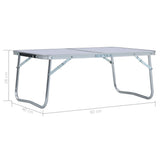 NNEVL Folding Camping Table White Aluminium 60x40 cm