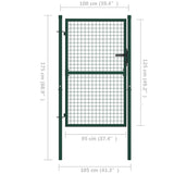NNEVL Fence Gate Steel 100x125 cm Green
