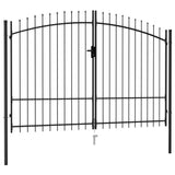 NNEVL Fence Gate Double Door with Spike Top Steel 3x1.75 m Black