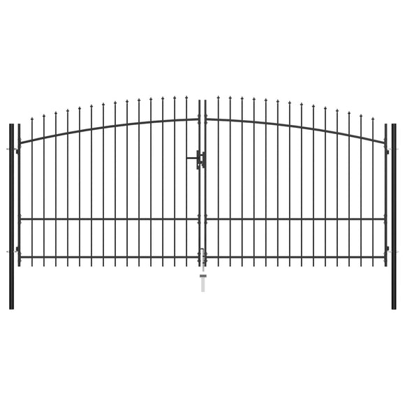 NNEVL Double Door Fence Gate with Spear Top 400x225 cm