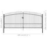 NNEVL Double Door Fence Gate with Spear Top 400x225 cm