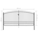 NNEVL Double Door Fence Gate with Spear Top 400x248 cm