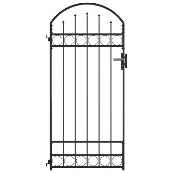 NNEVL Fence Gate with Arched Top Steel 89x200 cm Black