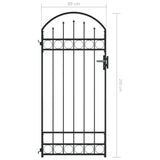 NNEVL Fence Gate with Arched Top Steel 89x200 cm Black