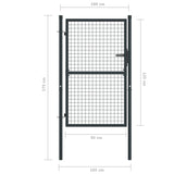 NNEVL Mesh Garden Gate Galvanised Steel 100x175 cm Grey