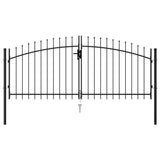 NNEVL Fence Gate Double Door with Spike Top Steel 3x1.25 m Black