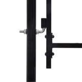 NNEVL Fence Gate Double Door with Spike Top Steel 3x1.25 m Black