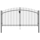 NNEVL Fence Gate Double Door with Spike Top Steel 3x1.5 m Black