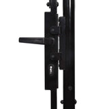 NNEVL Fence Gate Double Door with Spike Top Steel 3x1.5 m Black