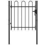 NNEVL Fence Gate Single Door with Arched Top Steel 1x1 m Black