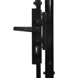 NNEVL Fence Gate Single Door with Arched Top Steel 1x1 m Black