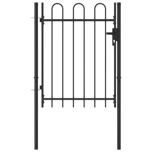 NNEVL Fence Gate Single Door with Arched Top Steel 1x1.2 m Black