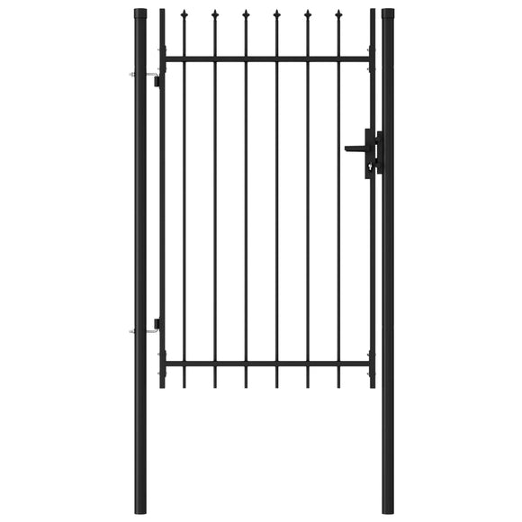 NNEVL Fence Gate Single Door with Spike Top Steel 1x1.5 m Black
