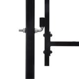NNEVL Fence Gate Single Door with Spike Top Steel 1x1.5 m Black