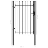 NNEVL Fence Gate Single Door with Spike Top Steel 1x1.5 m Black
