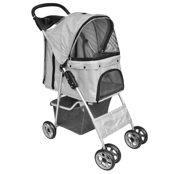 NNEVL Folding Pet Stroller Dog/Cat Travel Carrier Grey