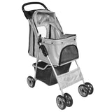 NNEVL Folding Pet Stroller Dog/Cat Travel Carrier Grey