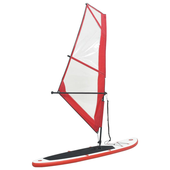NNEVL Inflatable Stand Up Paddleboard with Sail Set Red and White