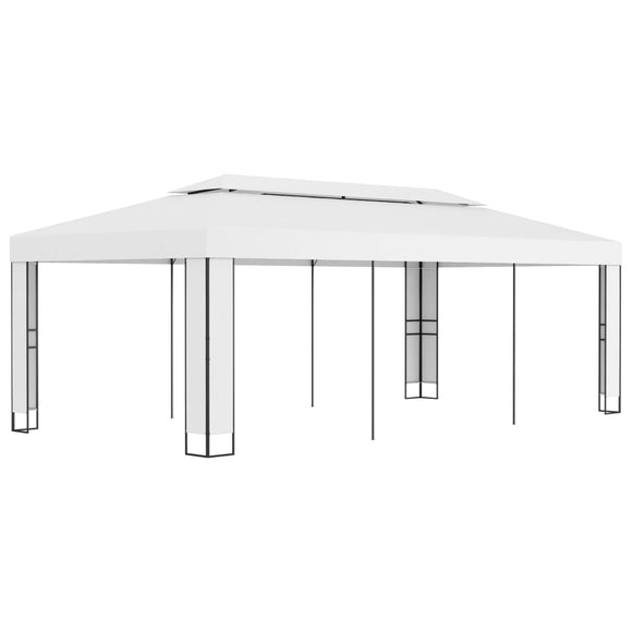 NNEVL Gazebo with Double Roof 3x6 m White