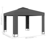 NNEVL Gazebo with Double Roof 3x3 m Anthracite