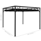 NNEVL Garden Gazebo with Retractable Roof Canopy 3x3 m Anthracite