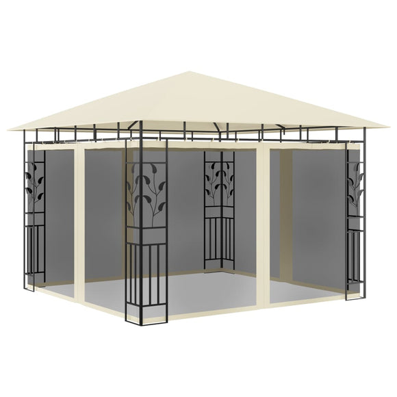 NNEVL Gazebo with Mosquito Net 3x3x2.73 m Cream 180 g/m²