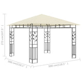 NNEVL Gazebo with Mosquito Net 3x3x2.73 m Cream 180 g/m²