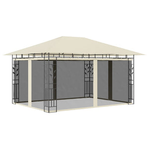 NNEVL Gazebo with Mosquito Net 4x3x2.73 m Cream 180 g/m²