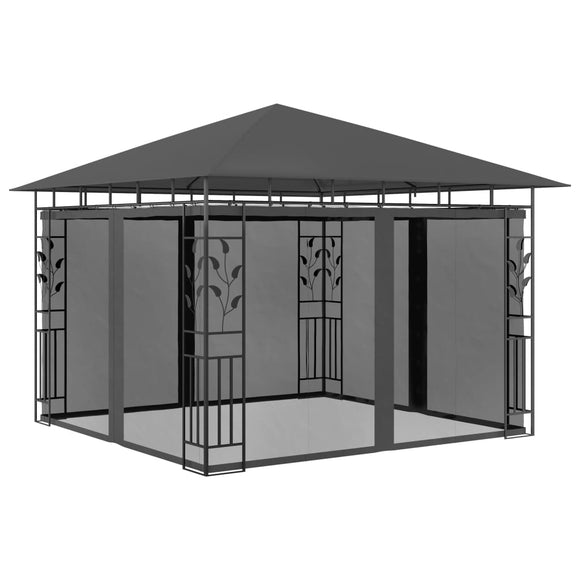 NNEVL Gazebo with Mosquito Net 3x3x2.73 m Anthracite 180 g/m²
