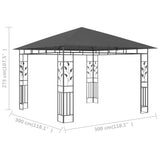 NNEVL Gazebo with Mosquito Net 3x3x2.73 m Anthracite 180 g/m²